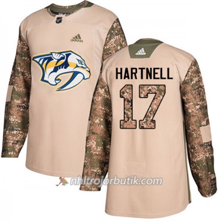 Män Ishockey Nashville Predators Tröja Scott Hartnell 17 Adidas 2017-2018 Camo Veterans Day Practice Authentic